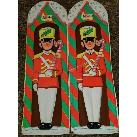 (2) Vintage Holiday House Door & Wall Plaque 3D Hanging Retro Toy Soldier 48