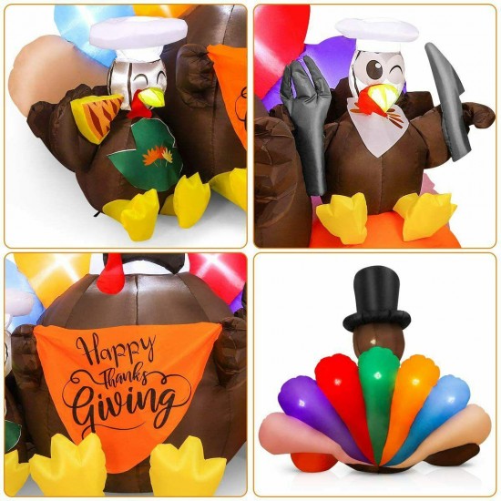 YUNLIGHTS 6FT Thanksgiving Inflatable, Colorful Thanksgiving Outdoor Decoration