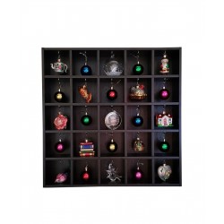25 Piece Ebony Wood Christmas Ornament Display Hanging Case Advent Calendar Box