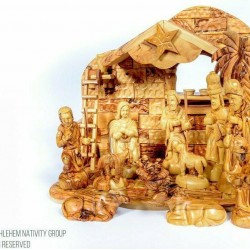 12 Pieces individually Hand Crafted Olive Wood Musical Nativity Set + Free Camel